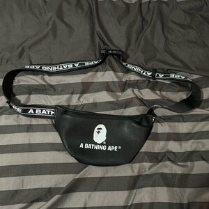 Bape Black Belt Bag with White Logo